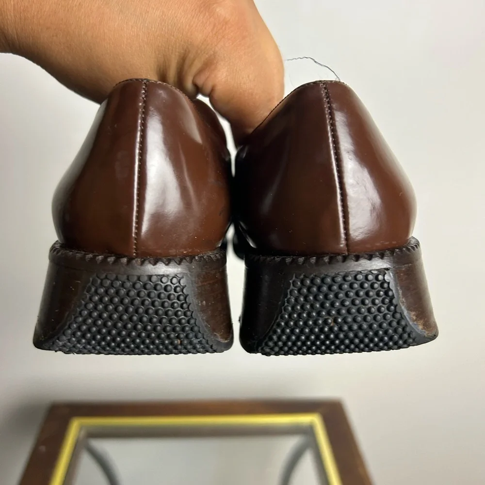 Mezlan‎ Vintage Platform Chocolate Brown pull on Shoes Size 8.5N Academia